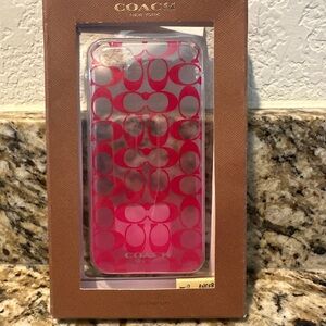 COACH Pink Signature Clear Hard-Shell Phone Case